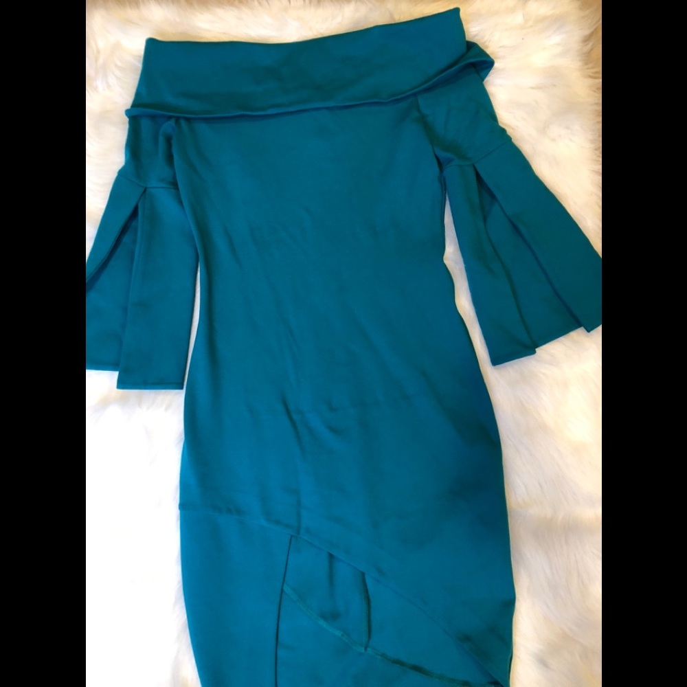 💜teal sexy cocktail dress